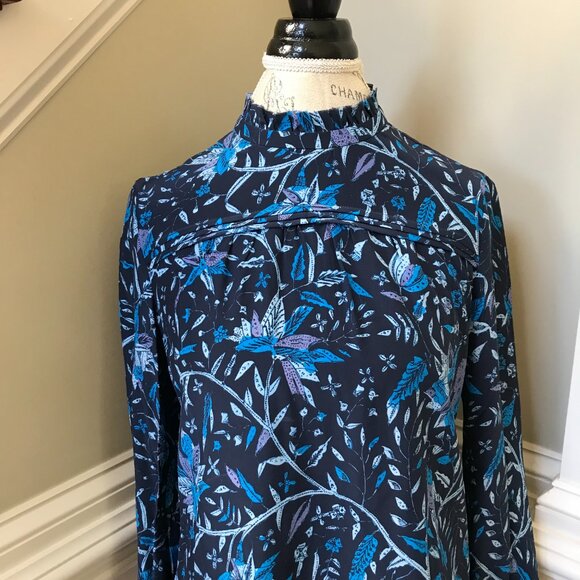 Charlotte Brody Gathered Top Shirt Blouse Womens Small Blue Purple Long Sleeve - Picture 3 of 10